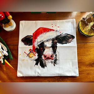 NEW Christmas Cow Pillow Cover